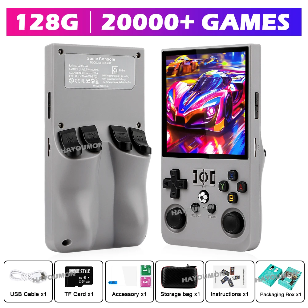 R36 Max Gray Handheld Gaming P - огляд і ціна Gaming Console R36 Max